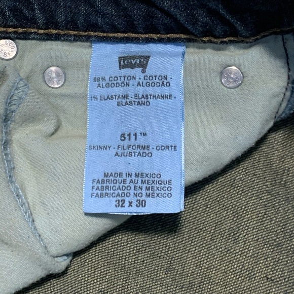 SOLD** Men’s Levi’s 511 32x30 Skinny Corte Blue Jeans - Picture 4 of 6